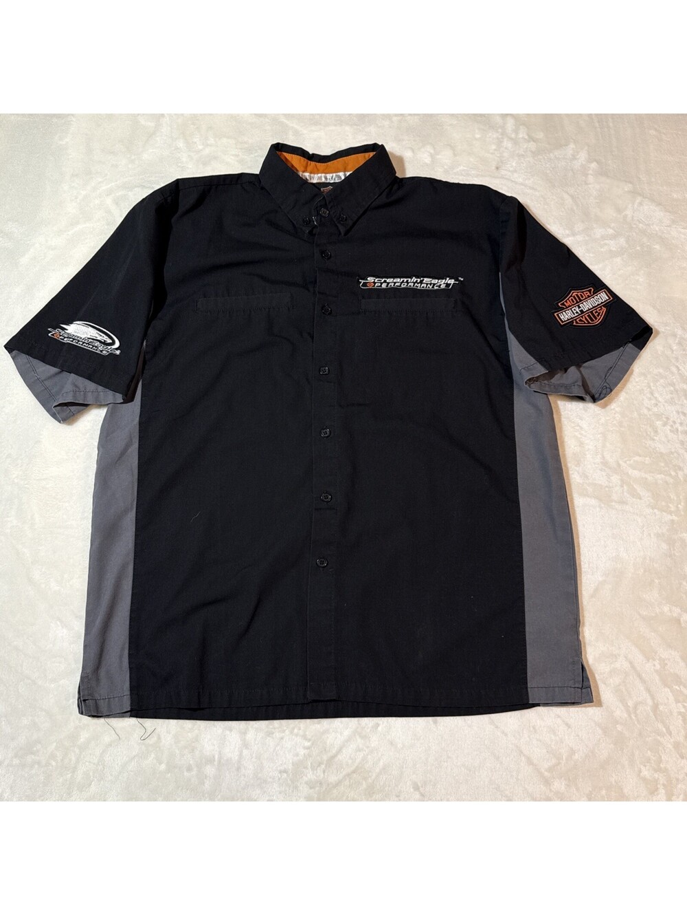 Harley Davidson Racing Shirt Men’s Small Screaming Eagle Mechanic Button down